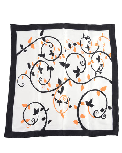 Einstecktuch - Schwarz, Orange, Blumenmuster auf Weiß