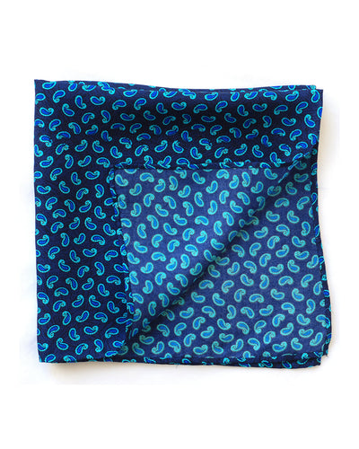 Blaues Paisley-Einstecktuch