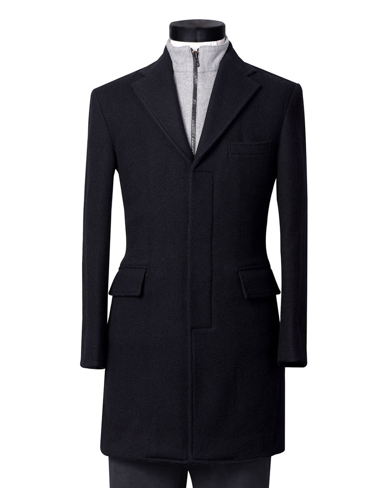 Manteau en flanelle de laine noire