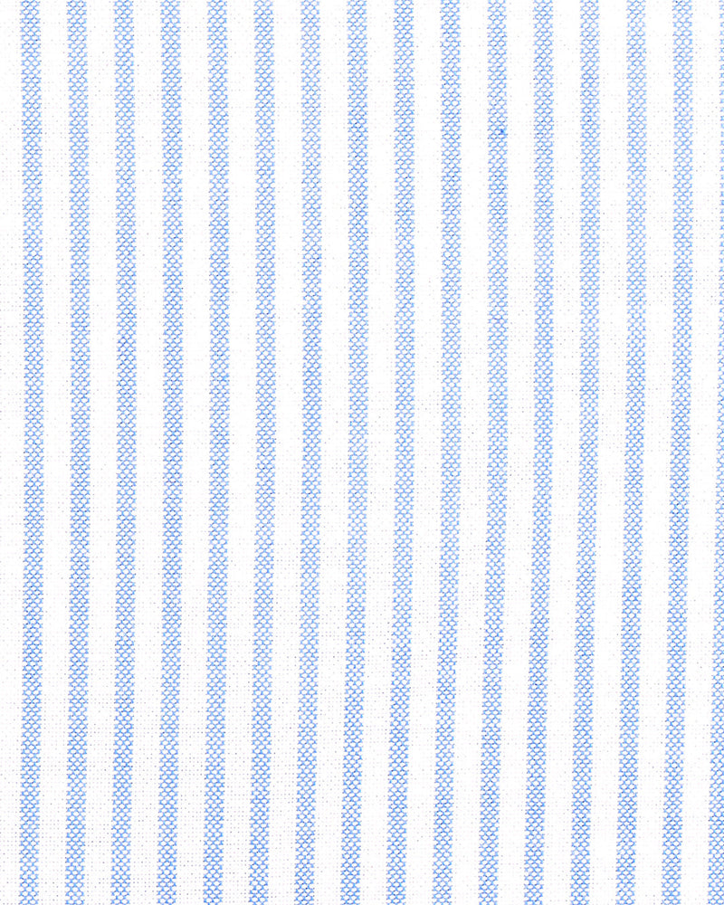Blue Stripes On Textured White Shirt