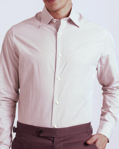 Brown White Candy Stripes Shirt