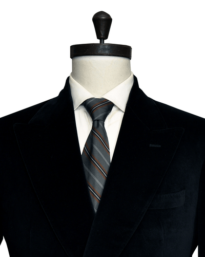 Dugdale Baumwolljacke aus schwarzem Samt, zweireihig