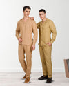 Camp Collar Shirt in Goldish Yellow Linen