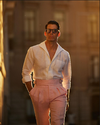 Pantalon Gurkha en sergé rose de lin et coton Brisbane