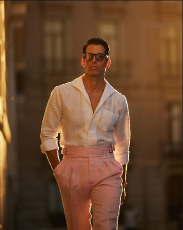 Gurkha Pants in Brisbane Linen Cotton Pink Twill