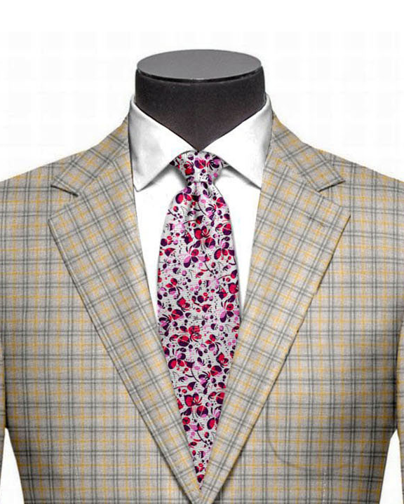 Ethomas Tan Grey Tartan Plaid 130er Wolljacke