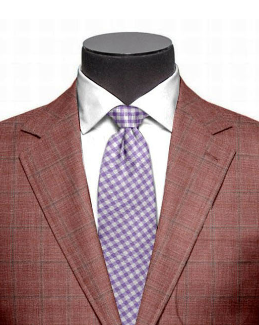 EThomas Dark Salmon Pink Windowpane Checks Jacket