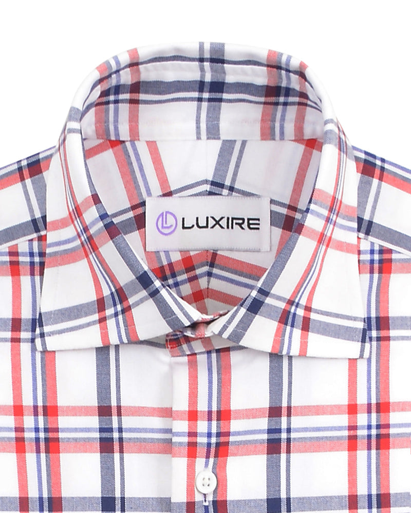Chemise Oxford classique à carreaux rouges, bleu marine et blancs