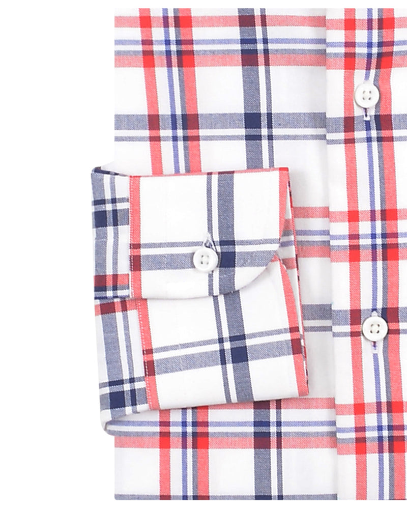 Chemise Oxford classique à carreaux rouges, bleu marine et blancs