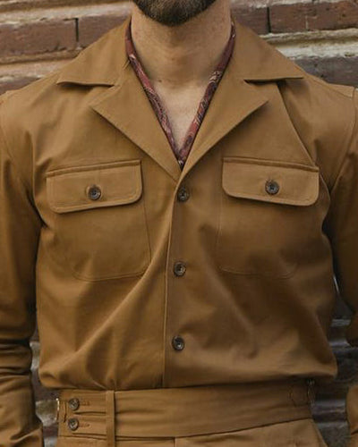 Chemise décontractée à col cubain en cuivre