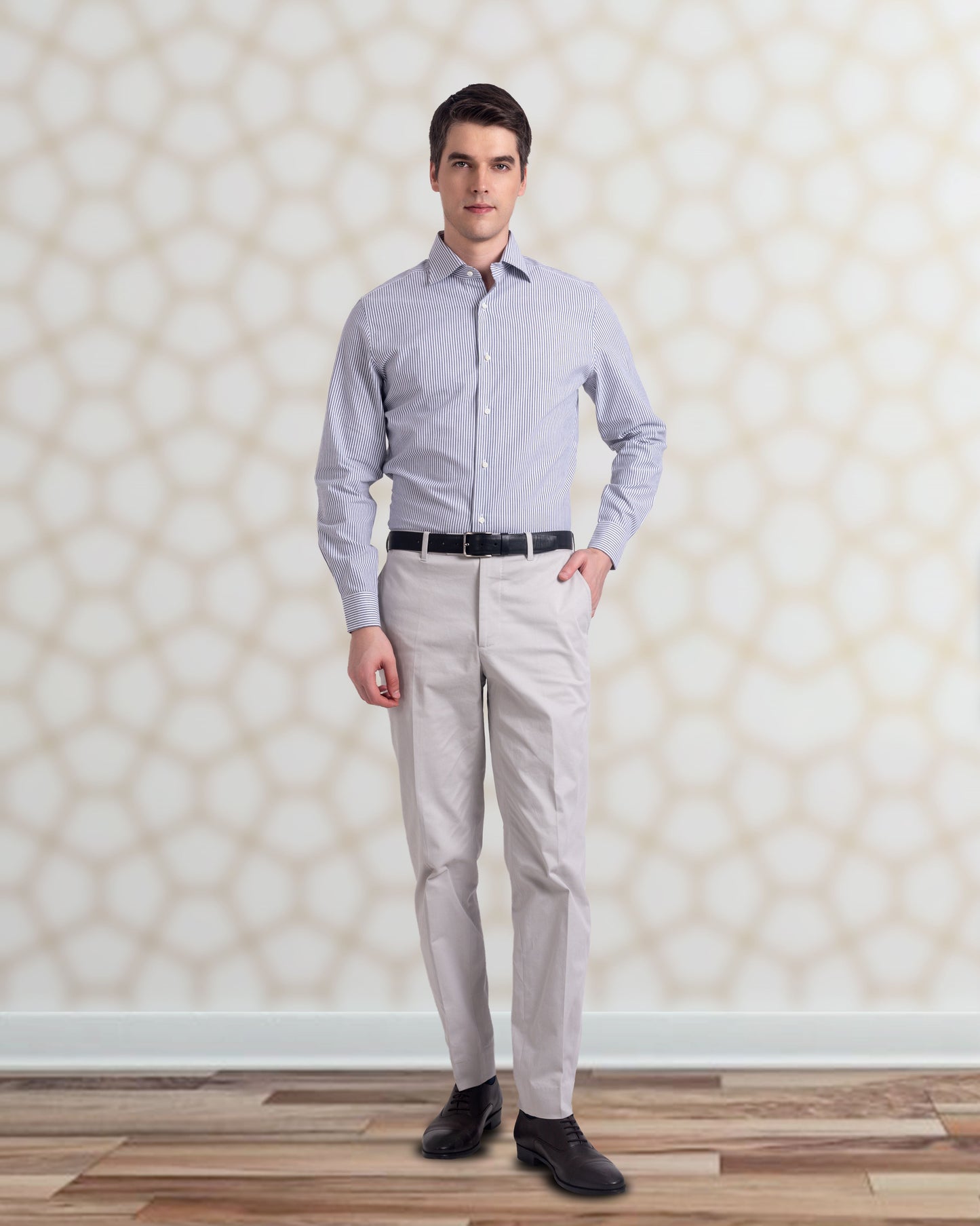 Cotton: Oyster Grey Twill Dress Pant