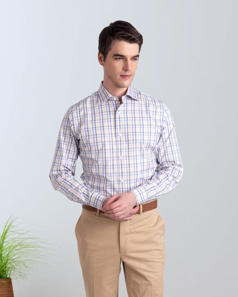 Chemise Patersall bleu et jaune de campagne