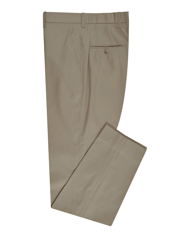 Pantalon habillé en sergé de coton beige