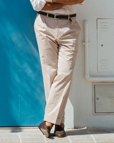 Plissierte Anzughose in Pastellrosa