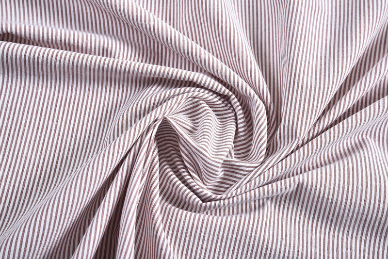Kastanienbraunes Kleid Streifen Seersucker