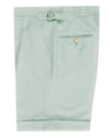 Short en toile de coton et lin vert pâle