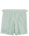Short en toile de coton et lin vert pâle