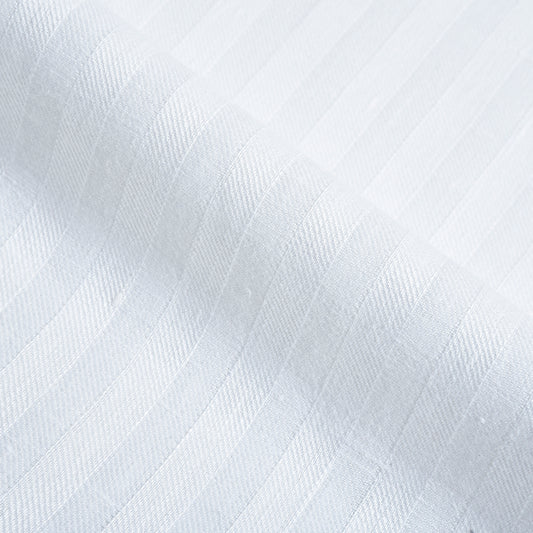 White Linen Shirt with Wide Stripes