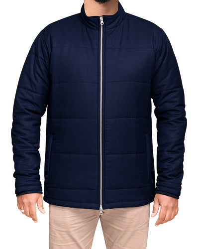 VBC Wollflanell-Steppjacke mit Reißverschluss, Marineblau