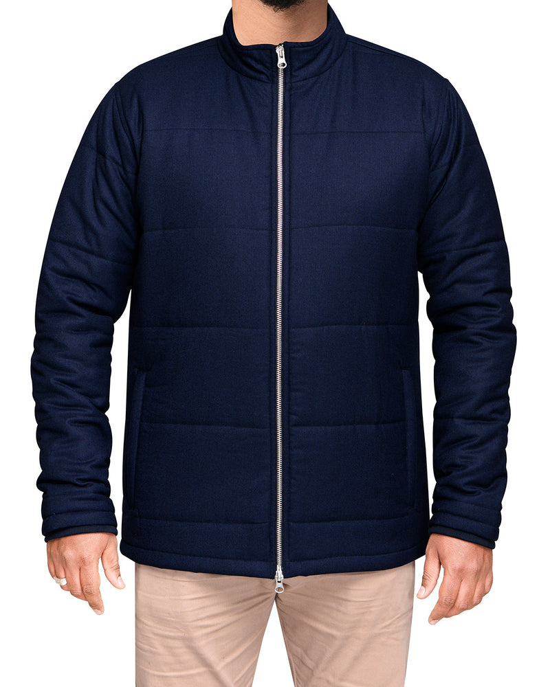 VBC Wollflanell-Steppjacke mit Reißverschluss, Marineblau