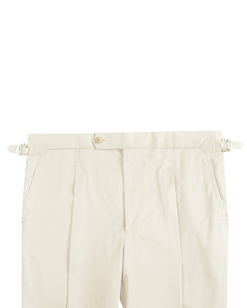 Pantalon habillé en sergé de coton ivoire