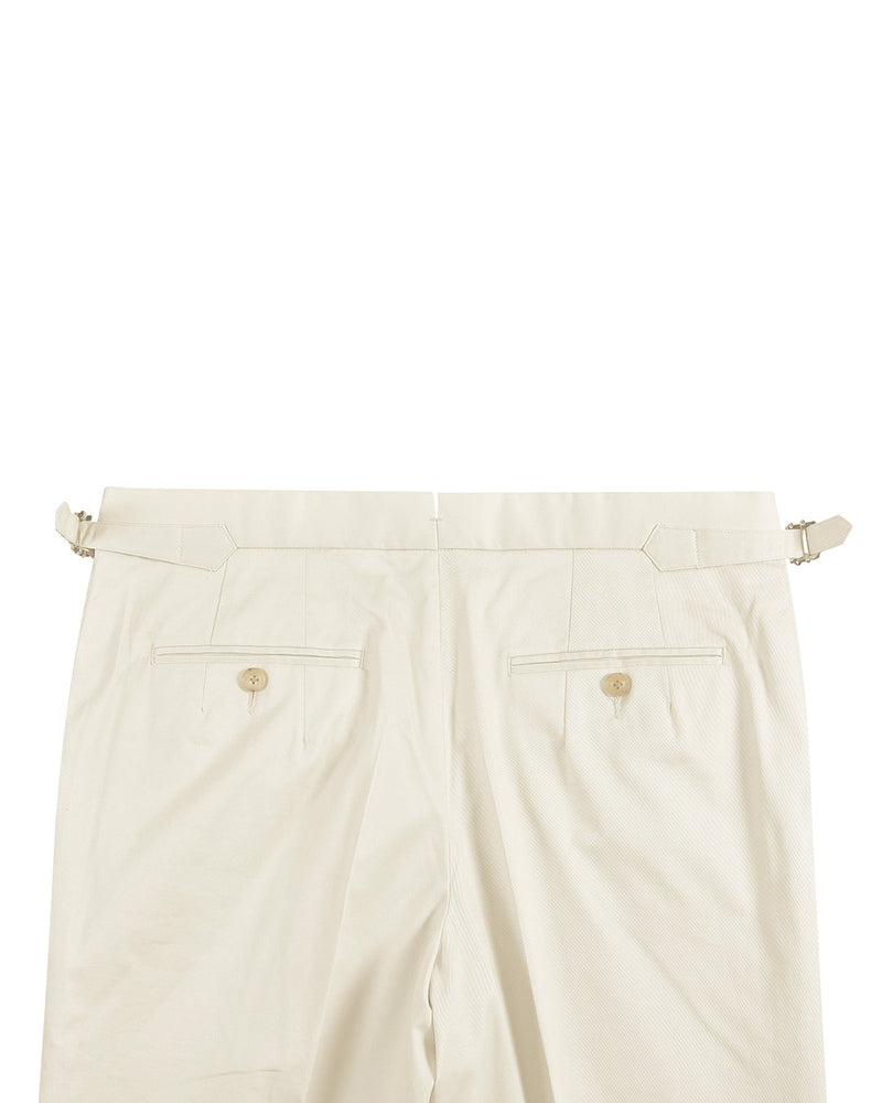 Pantalon habillé en sergé de coton ivoire