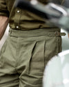 Pantalon habillé en lin vert olive Fresco