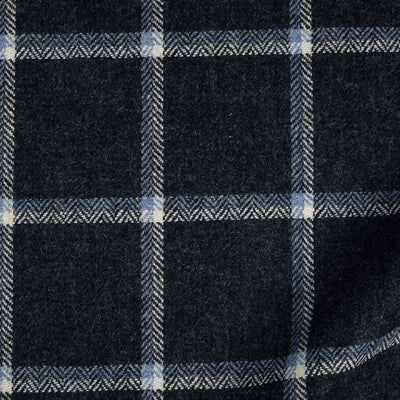 Casquette en tweed à carreaux bleu marine