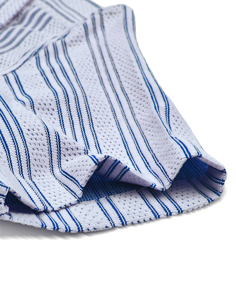 Summer Camp Collar Casual Shirt in White and Blue Stripes