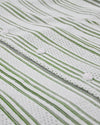 Summer Camp Collar Casual Shirt in White and Green Stripes