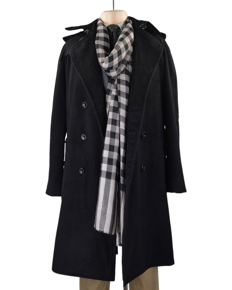 Pashmina-Schal aus Kaschmirwolle, schwarz-weiß kariert