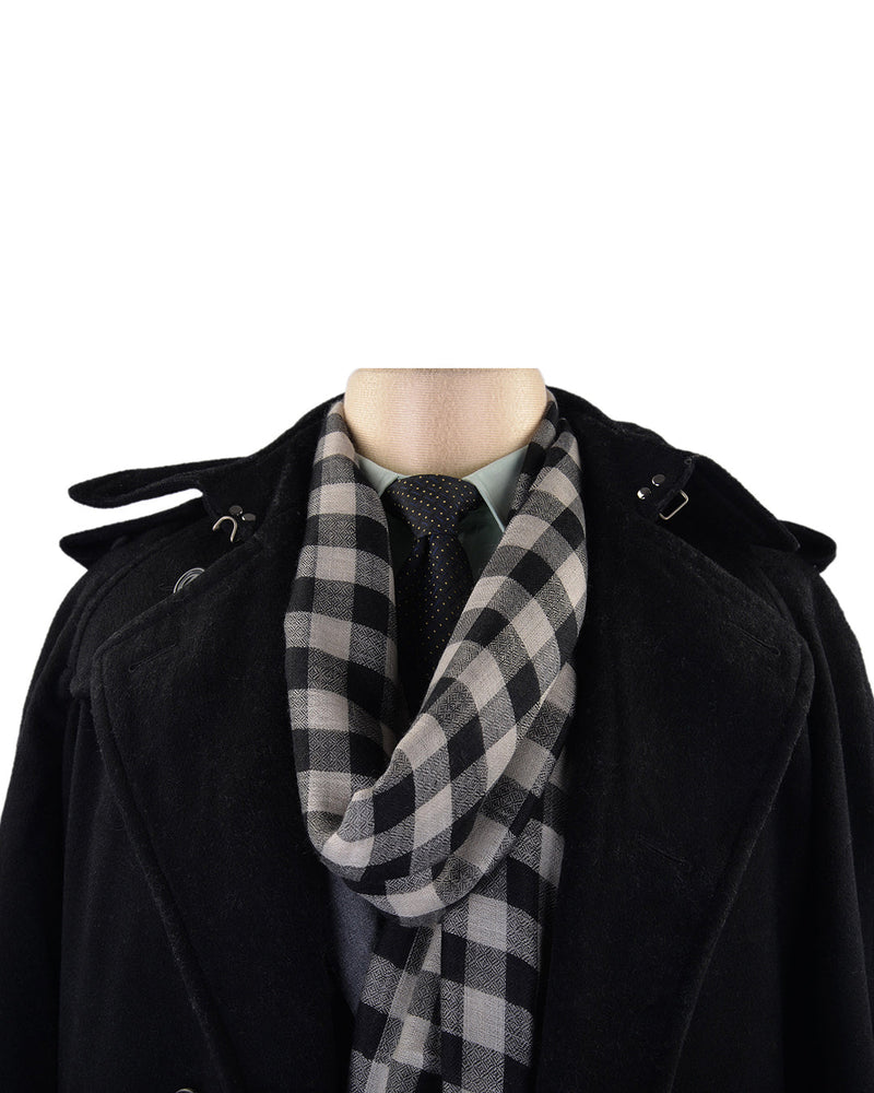Pashmina-Schal aus Kaschmirwolle, schwarz-weiß kariert