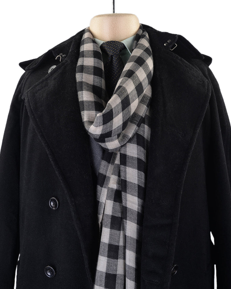 Pashmina-Schal aus Kaschmirwolle, schwarz-weiß kariert