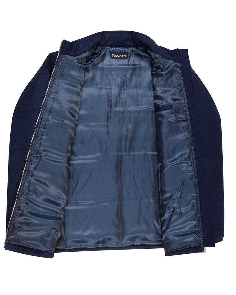VBC Wollflanell-Steppjacke mit Reißverschluss, Marineblau