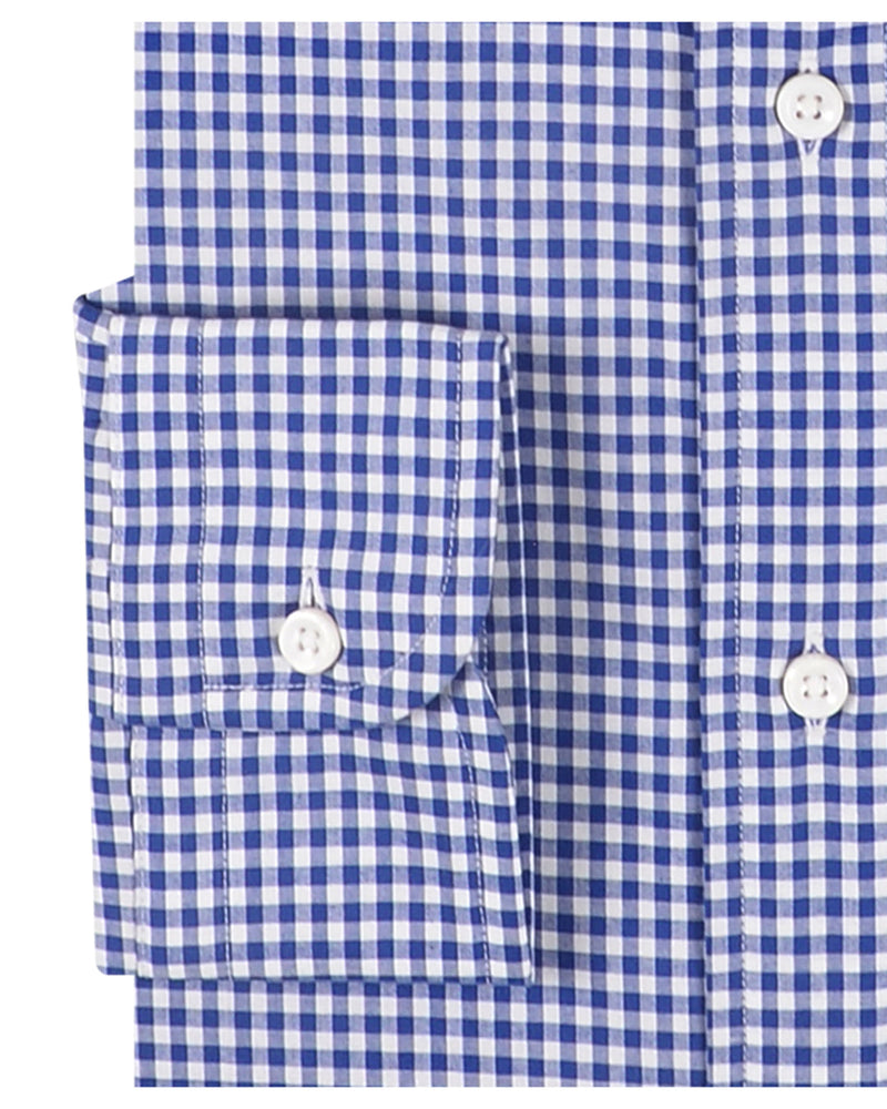 Dunkles Estate Blue Gingham auf Weiß