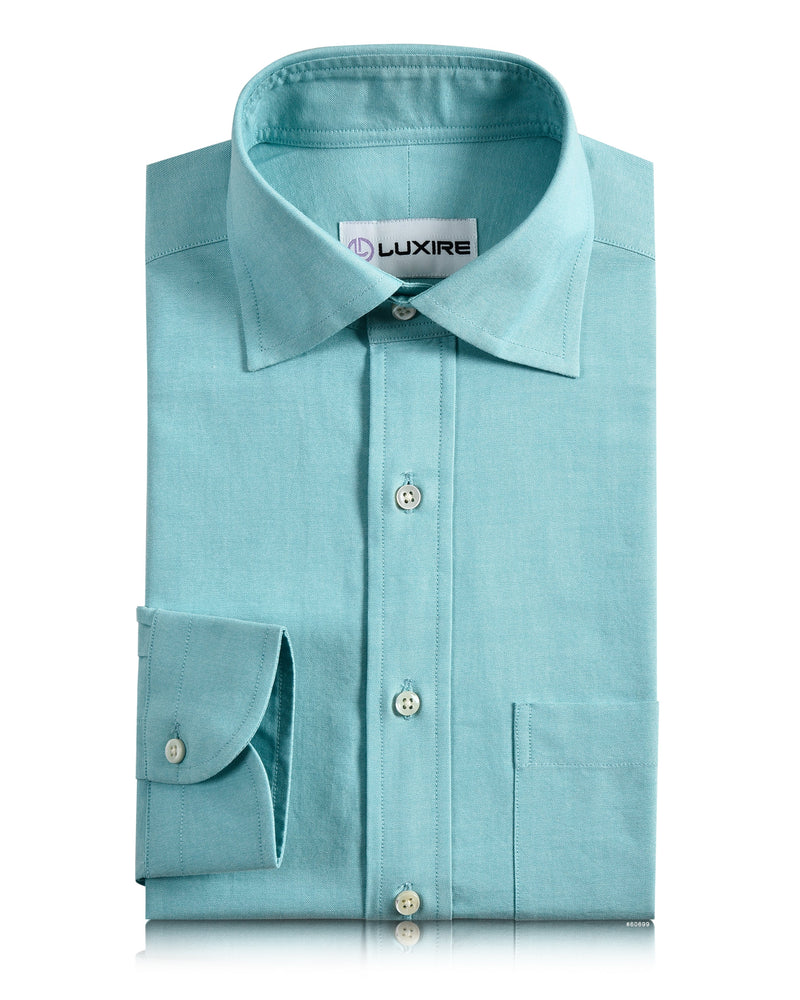 Chemise Oxford EZS vert menthe à pois