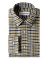 Tattersall vert marine sur flanelle beige
