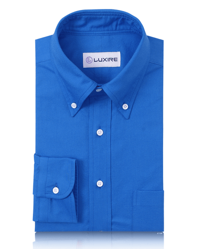 Chemise Oxford bleu royal à pois
