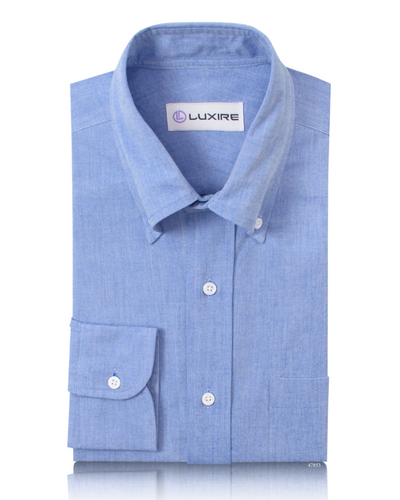 Chemise Oxford bleue chinée à pois