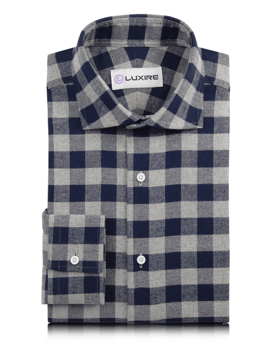 Silbergrauer marineblauer Gingham-Flanell