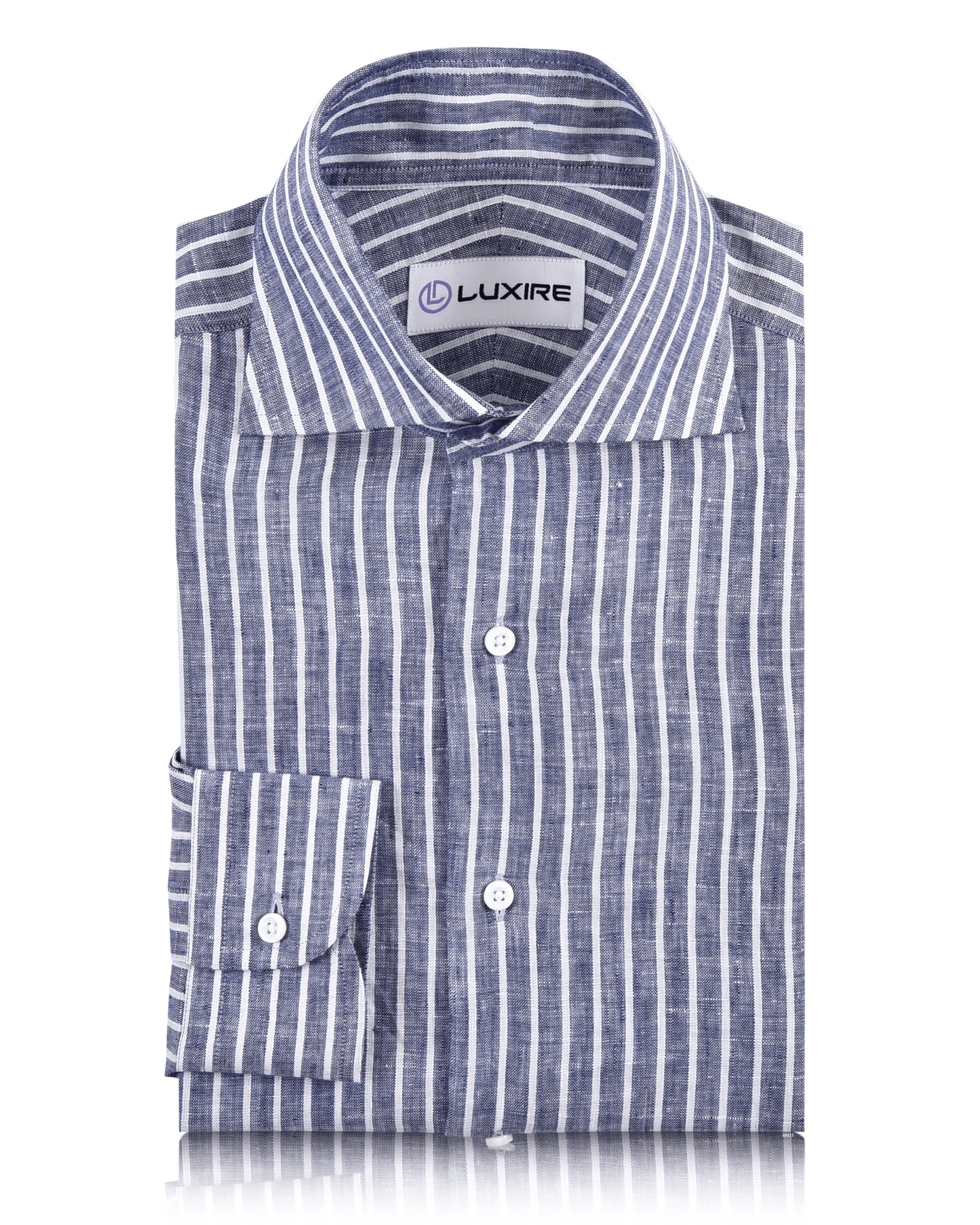 Linen:Blue Chambray with White Stripes Shirt
