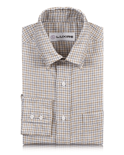 Leinen: Bronze Silber Mini Checks