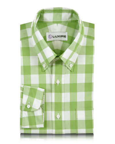Chemise à carreaux vichy verts et blancs