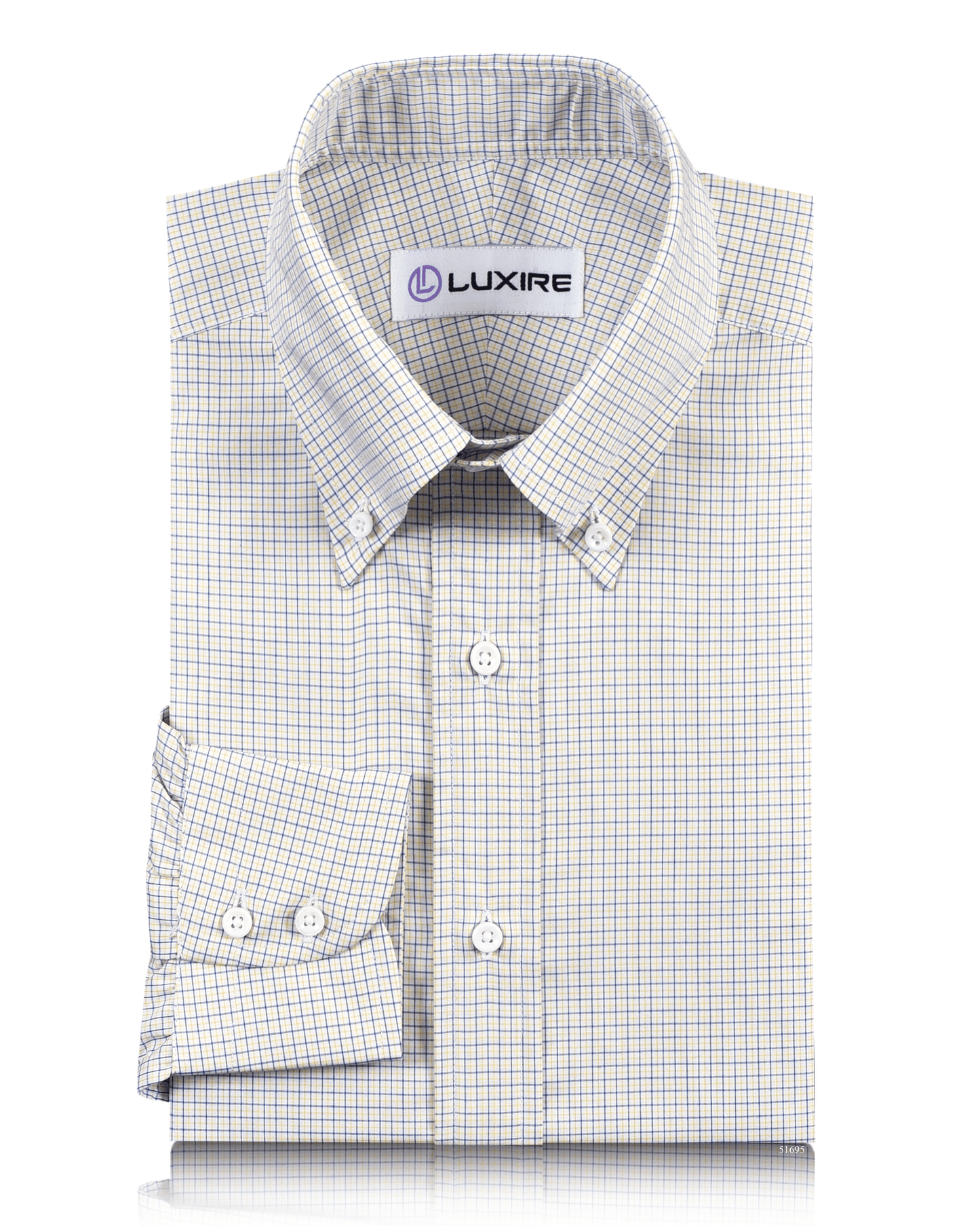 Blue Yellow Tattersall Checks On White Shirt