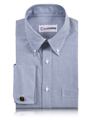 Marineblaues Oxford-Hemd mit Universitätsstreifen