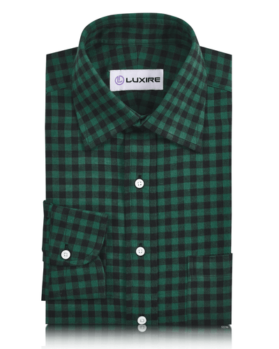 Grüner schwarzer Gingham-Twill-Flanell