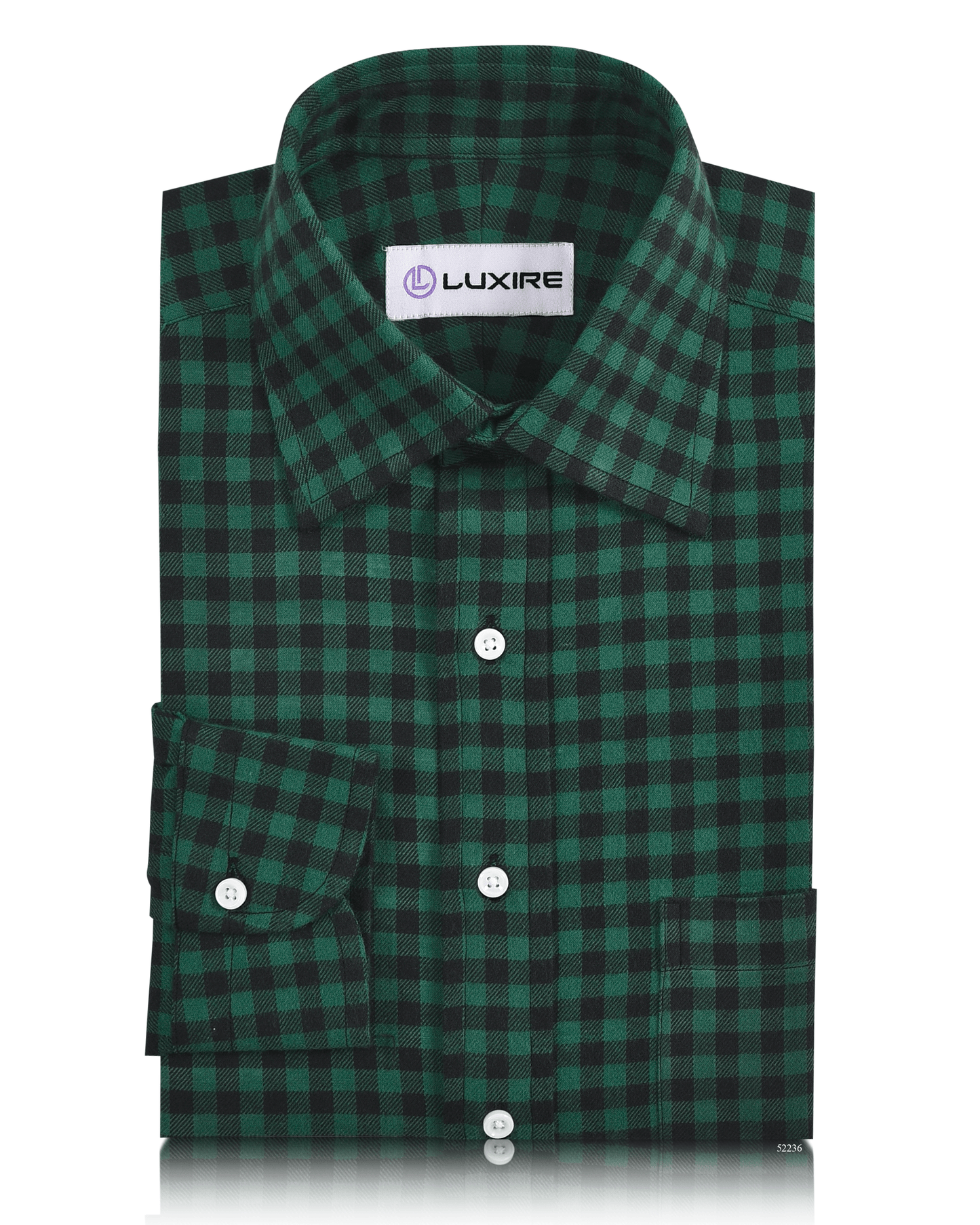 Green Black Gingham Twill Flannel Shirt
