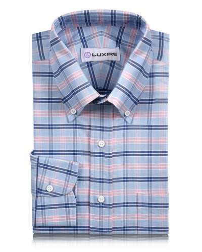 Blau-rosa Oxford Tattersall