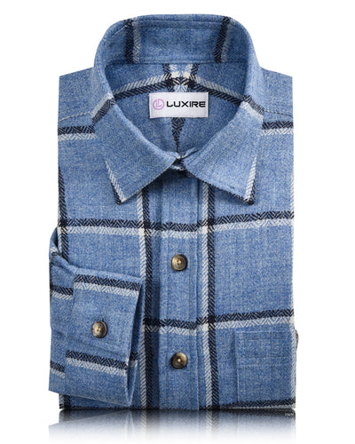 Chemise de travail en tweed à carreaux bleu clair Dugdale