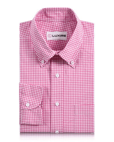 Rosa-weißes Gingham-Karo-Hemd